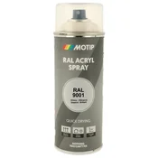 Industrijski akrilni lak sprej RAL HG 400ml Motip - RAL 9001 kremasto bela