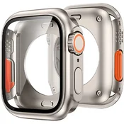 GS 2v1 polno ohišje + kaljeno steklo za Apple Watch 4/5/6/SE 40MM, titanovo/oranžno