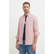 Pamucna košulja Tommy Hilfiger za muškarce, boja: ružicasta, slim, s button-down ovratnikom