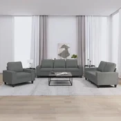 Vidaxl Sedežna garnitura 3-delna temno sivo blago
