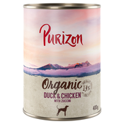 Ekonomično pakiranje Purizon Organic 24 x 400 g - Pačetina i piletina s tikvicom