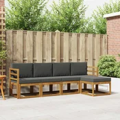 Set vanjskih sofa 5 pcs Prirodna i antracit Cvrsto drvo akacije