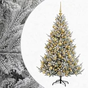 Vidaxl Umetna božična jelka z bučko 210 cm 300 LED Toplo bela