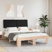 Vidaxl Posteljni okvir z oblazinjenim vzglavjem Črna 150 x 200 cm