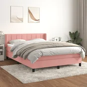 Greatstore Box spring postelja z vzmetnico roza 140x190 cm žamet