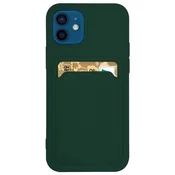 HURTEL Silikonska torbica za kartice, etui za denarnico z žepkom za kartice in dokumente za Xiaomi Redmi 10X 4G/Xiaomi Redmi Note 9 temno zelena