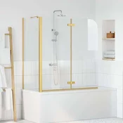 vidaXL Obloga za tuš Zlata 120 x 68 x 130 cm ESG steklo in aluminij