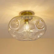 Lindby stropna svetilka Lelia, jantar, steklo, O 35 cm - Dnevna soba/jedilnica - Dizajn - jantar, medenina