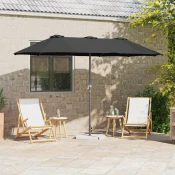 Vrtni suncobran Crna 370 x 197 x 239 cm Poliester i aluminij