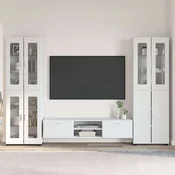 vidaXL Komplet TV omaric s predalom Visok sijaj bela Konstruiran les