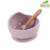 BO JUNGLE Silikonska posoda s priseskom in žlico Pastel Pink