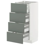 METOD / MAXIMERA Podni element 4 fronta/4 fioke, bela/Nickebo mat sivozelena, 40x37 cm