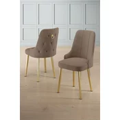 HANAH HOME Set 4 stolice Newa Cappuccino Gold