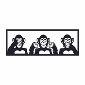 Wallity Zidna dekoracija Three Monkeys-M, 70x25 cm, 1.5 mm, Crna