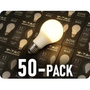 V-TAC E27 LED žarnica 8,5W, 806lm, A60/50-PACK! Farba svetla: Dnevna bela