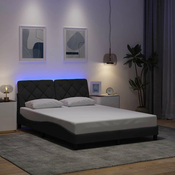 vidaXL Posteljni okvir z LED brez vzmetnice temno siv 120x200 cm blago