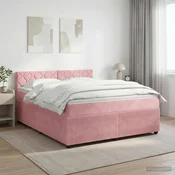 vidaXL Postelja boxspring z vzmetnico Roza 180 x 200 cm Žamet