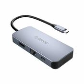 Orico Adapter Hub 6w1, HDMI 4K + 3x USB 3.0 + RJ45+ USB-C PD 100W