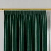 Žametna zavesa VELVI z nabiralnim trakom, zelena, gladka, 140x250 cm