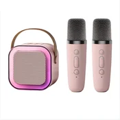 INF Prenosni Bluetooth Karaoke Zvočnik z Dvojnimi Mikrofoni in Zvočnikom Pink, (5000141439)