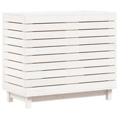 Vidaxl Košara za perilo bela 88,5x44x76 cm trdna borovina