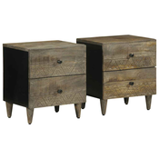 Nocni ormarici 2 kom svijetlo sivi 40x33x46 cm Puno drvo Mango