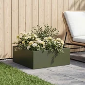 vidaXL Vrtni lonček Olivno zelena 60 x 60 x 20 cm Mlinjeni jeklo