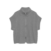VERO MODA Pleten brezrokavnik VMBANG pegasto siva