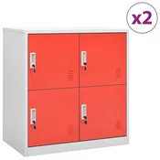 shumee omara s ključavnico 2 kosa siva in rdeča 90x45x92,5 cm jeklo
