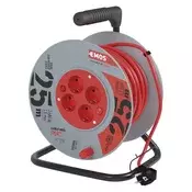 Kolutni podaljšek 25 m/4 vtičnice/rdeči/PVC/230 V/1,5 mm2