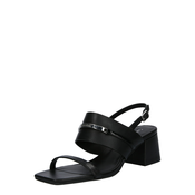 Kožne sandale Calvin Klein HEEL SANDAL 45 MET BAR LTH boja: crna, HW0HW02056