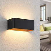 Arcchio LED stenska svetilka Karam, 20 cm, črna, kovinska, gor/dol - Dnevna soba/jedilnica - Sodobni - črna, zlata - Aluminij