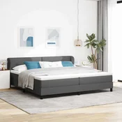 vidaXL Postelja z vzmetnico z vzglavjem Temno siva 200 x 200 cm blago