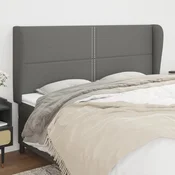 Vidaxl Vzglavje z ušesi temno sivo 203x23x118/128 cm blago