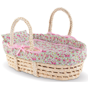Prútený košík s prikrývkou a vankúšom Braided Basket Floral Corolle pre 36-42 cm bábiku CO141350