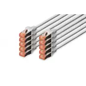 CAT 6 S-FTP patch cord, Cu, LSZH AWG 27/7, length 1 m, 10 pieces, color grey