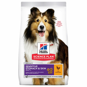 Hills Science Plan Adult 1-6 Sensitive Stomach & Skin Medium s piščancem - Varčno pakiranje: 2x14 kg-15 % Zimska Razprodaja