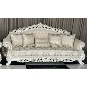 Casa Padrino luxury baroque sofa cream/white/gold - Magnificent living room sofa - Baroque style living room furniture - Luxury furniture in baroque style - Baroque living room furnishings
