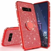 Silikonski ovitek RING za Samsung Galaxy S10e G970 rdeča z bleščicami
