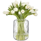 Nikcorp Steklena vaza TREND FOR HOME Daphne ročno pihano prozorno steklo z rebrastim dizajnom 24 cm x 17 cm, za rože, šopek, dekoracija, lučnik za LED