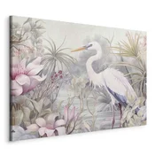 Slika - Heron wading in a pond - illustration in bright colours 90x60 Na talijanskom platnu
