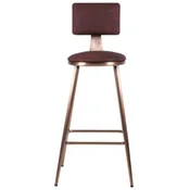 Casa Padrino luxury bar chair wine red/copper 44 x 44 x H. 104 cm - Upholstered bar stool with fine faux leather - Bar furniture - Luxury furniture