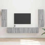 Set TV komoda Zidne 4 pcs Siva Sonoma Konstruirano drvo