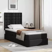 Krevet s od storage s uzglavljem Crna 90 x 200 cm Lažna koža