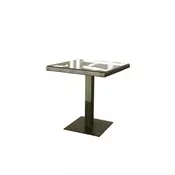 Dimenza Vrtna miza Barcelona 70x70 cm, svetlo rjava, PE ratan/aluminij, kaljeno steklo