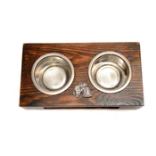 shumee Lakeland terier - leseno stojalo s pasjimi posodicami, jeklene pasje posodice, darilo za posvojitev psa znamke Art-Dog