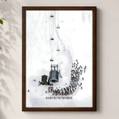 WallXpert uramljena MDF slika 3752KACT-067, žicara i skijaši na snežnoj padini, 37 x 52 cm