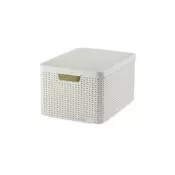 BOX za odlaganje L bijeli sa poklopcem RATTAN