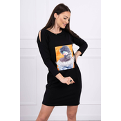 Dress with 3D graphics, lace black