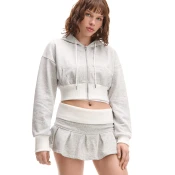 Cropp - Kratka dukserica s kapuljacom - light grey